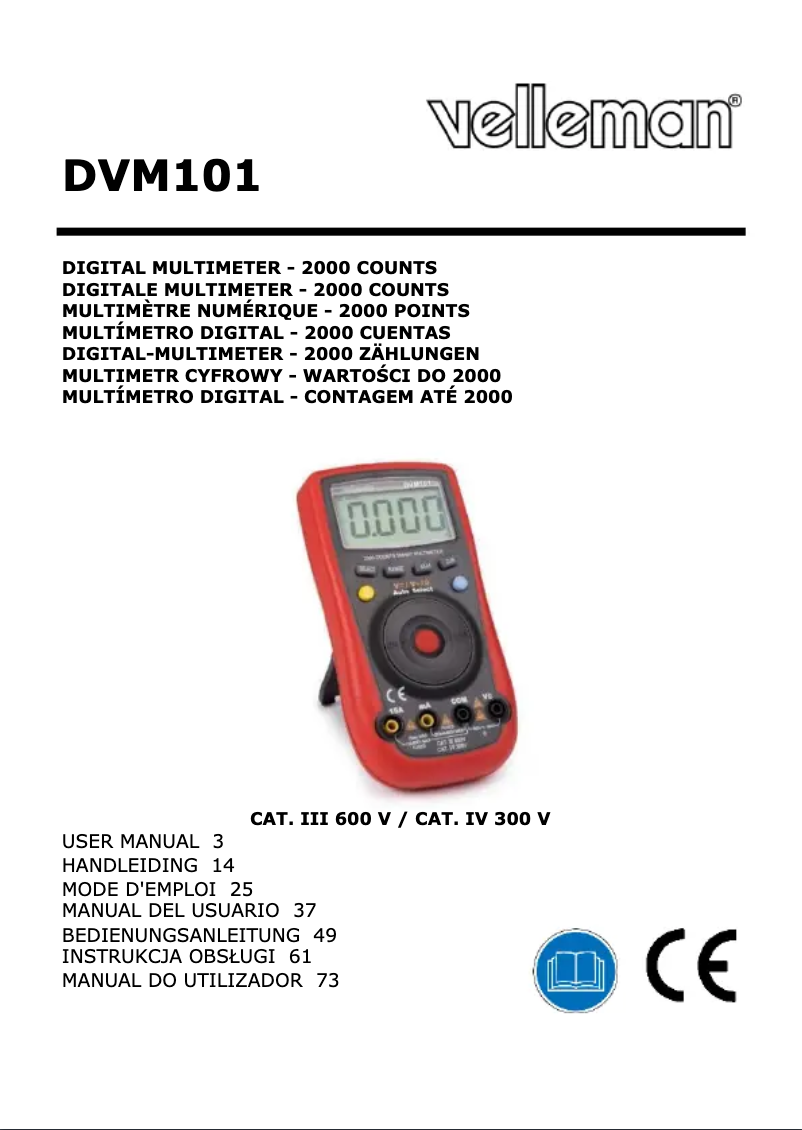 Página 1 del manual Manual de usuario Velleman DVM101
