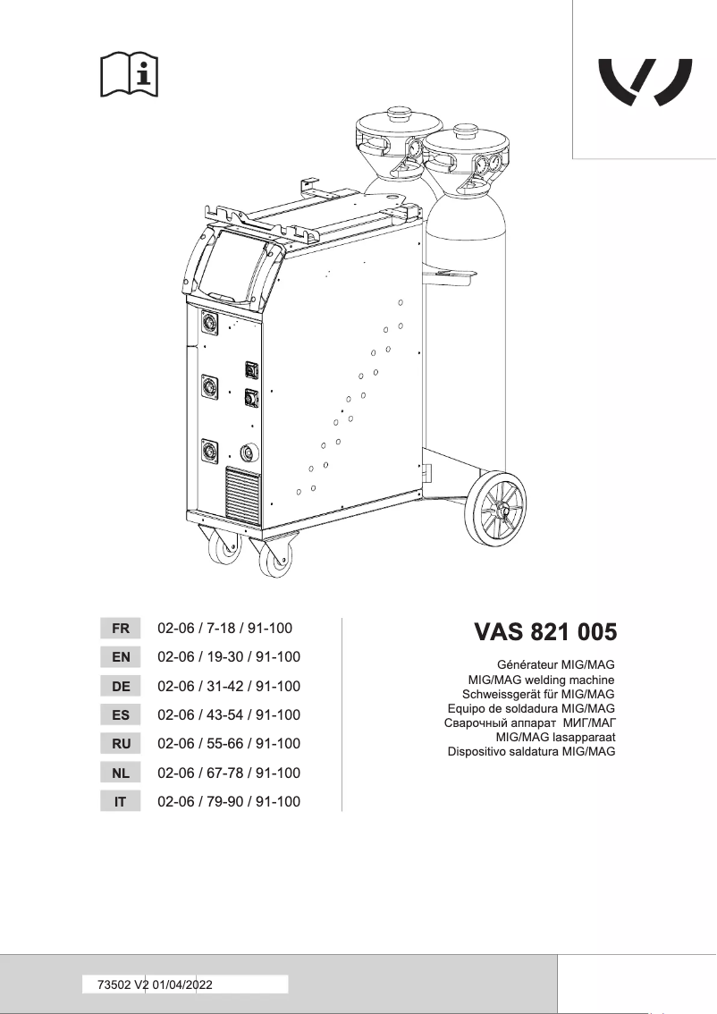 Page n°1 - Manuel utilisateur GYS VAS 821 005