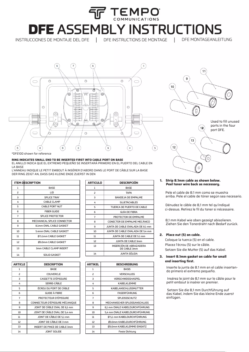 Page 1 de la notice Manuel utilisateur Tempo DFE100
