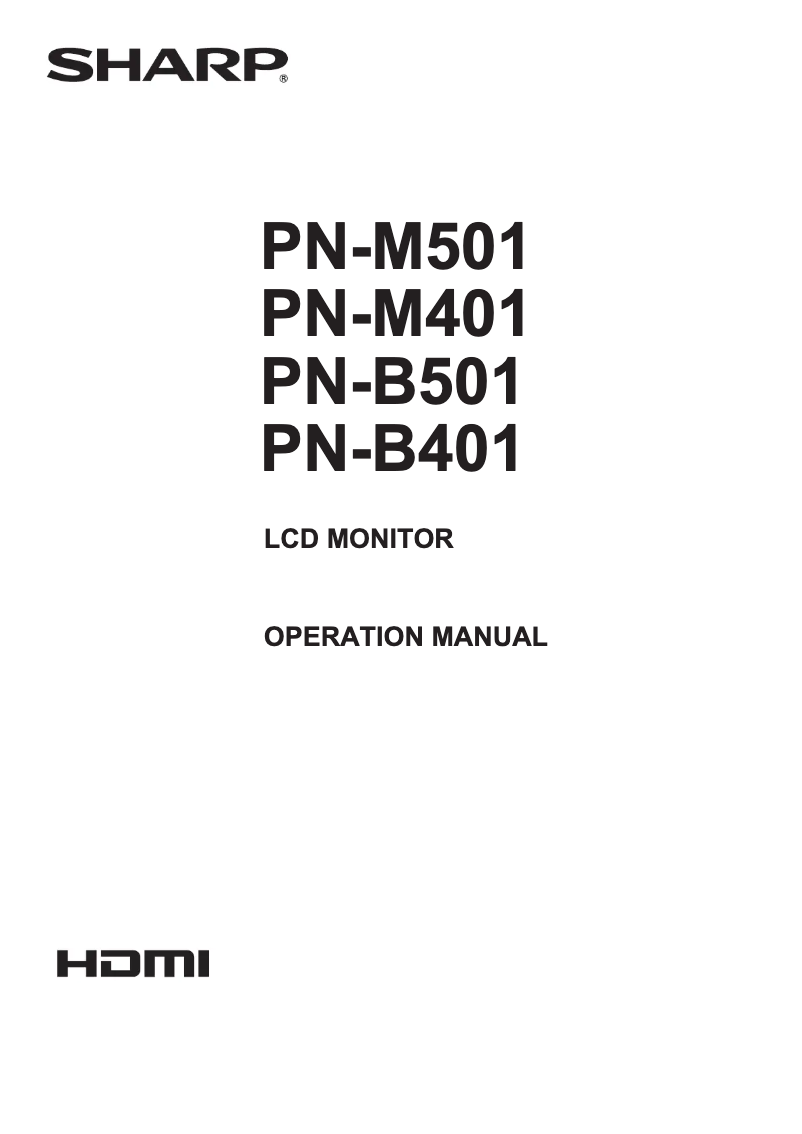 Page n°1 - Manuel utilisateur Sharp PN-B501
