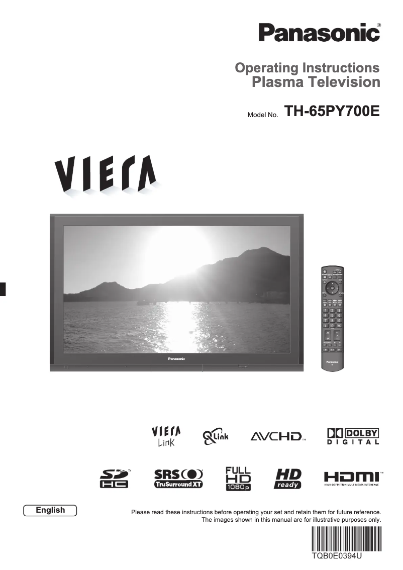 Image de la première page du manuel de l'appareil Viera TH-65PY700E