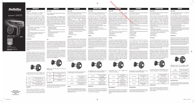 Page n°1 - Manuel utilisateur BaByliss D362E