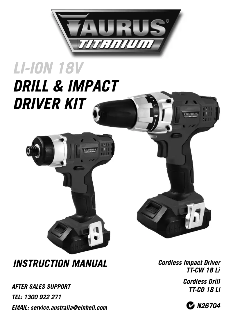 Page 1 de la notice Manuel utilisateur TAURUS Titanium TT-DC 18 Li