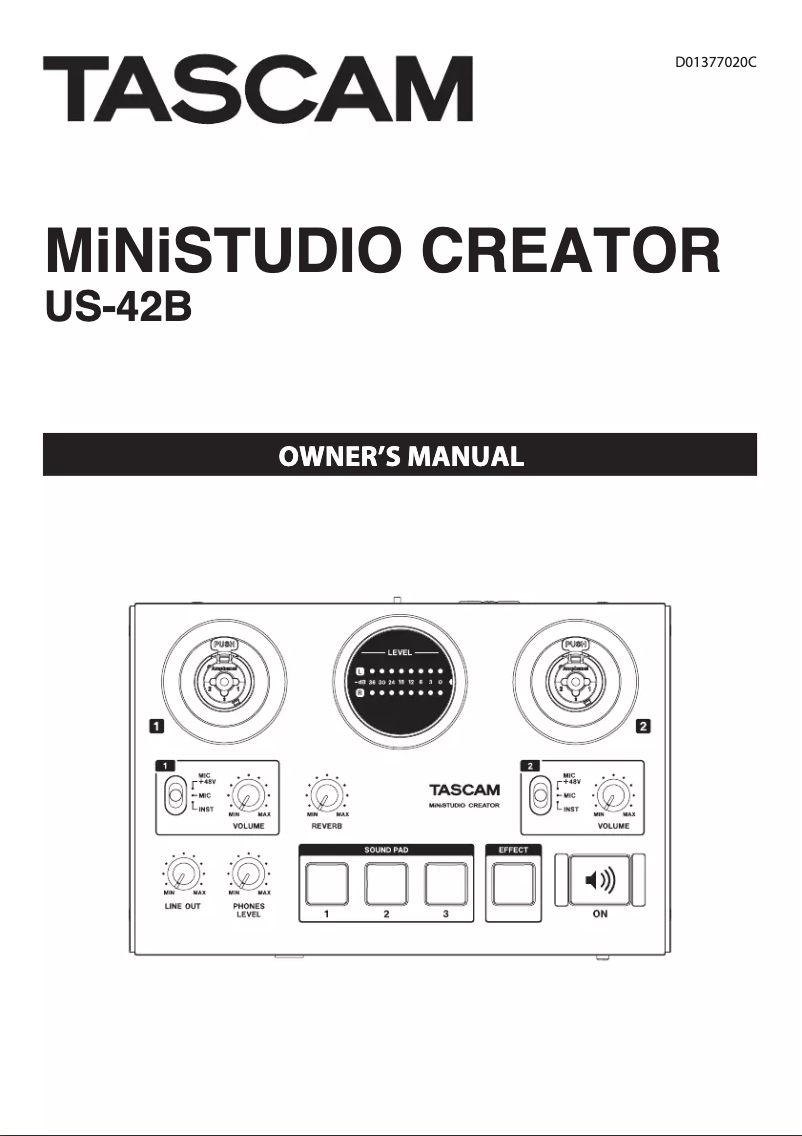 Page 1 de la notice Manuel utilisateur Tascam MiNiSTUDIO Creator US-42B