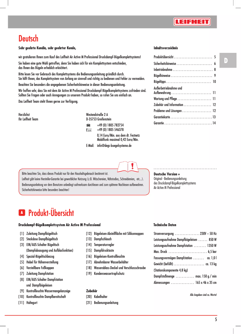 Imagen de la primera página del manual del dispositivo Air Active M Professional