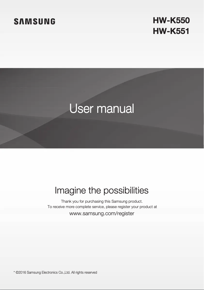 Page 1 de la notice Manuel utilisateur Samsung HW-K561