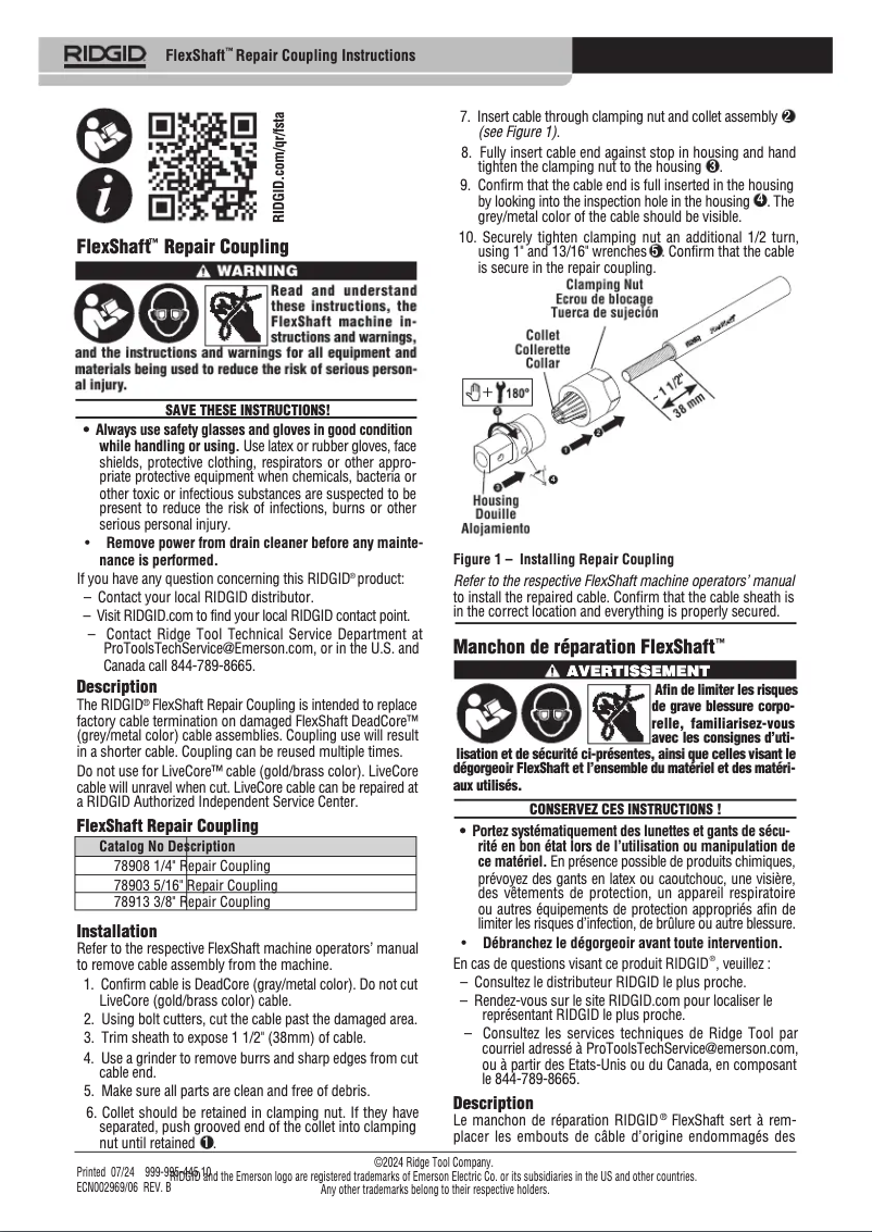 Page 1 de la notice Manuel utilisateur Ridgid FlexShaft