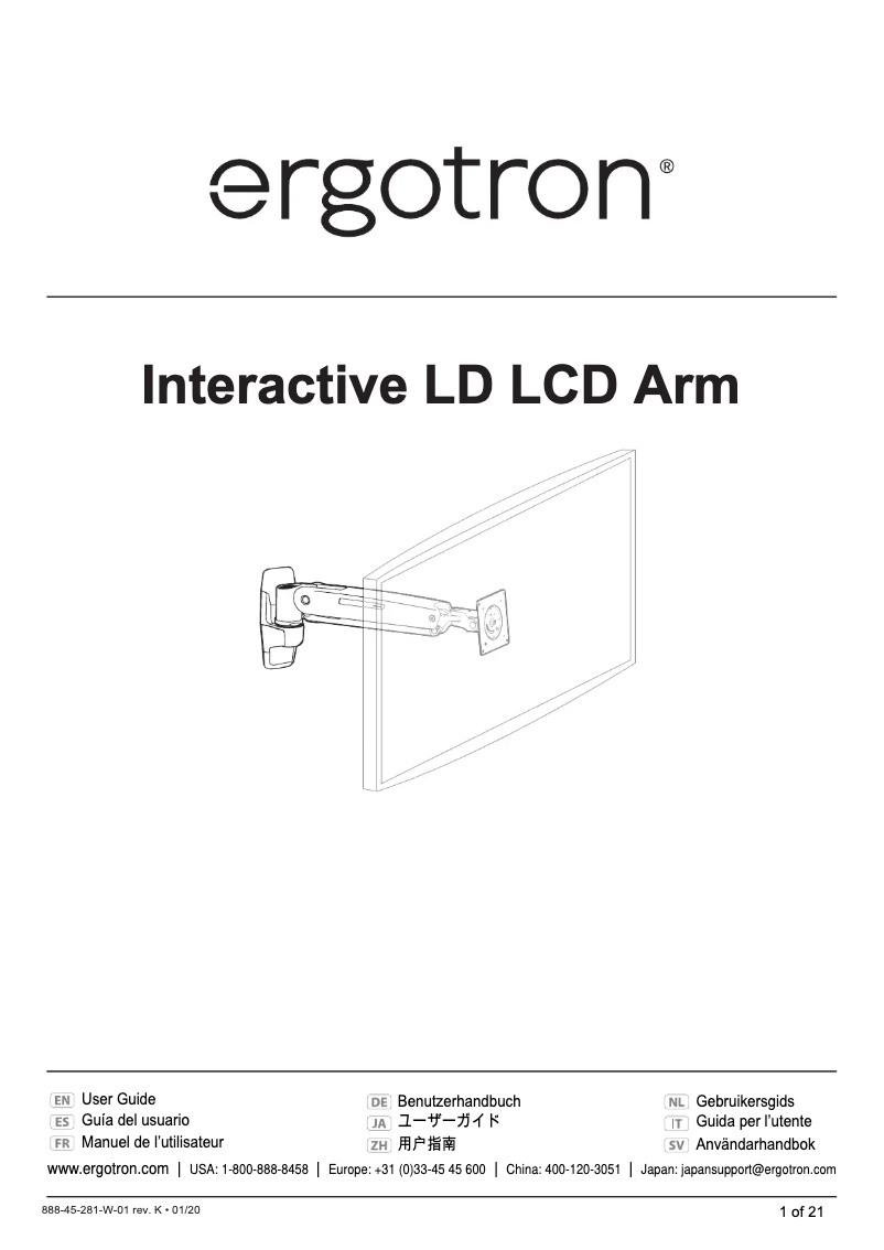 Page 1 de la notice Manuel utilisateur Ergotron 45-361-026
