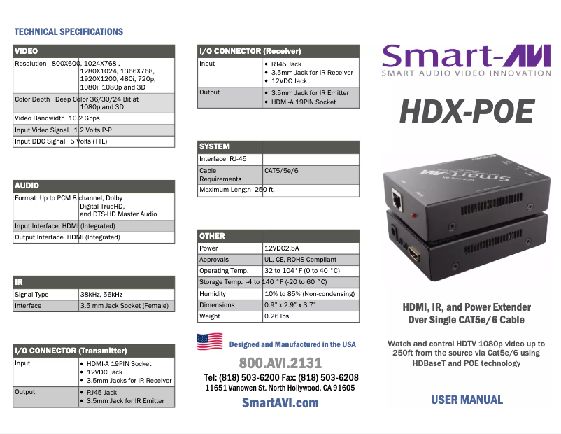 Image de la première page du manuel de l'appareil HDX-POE-RXS