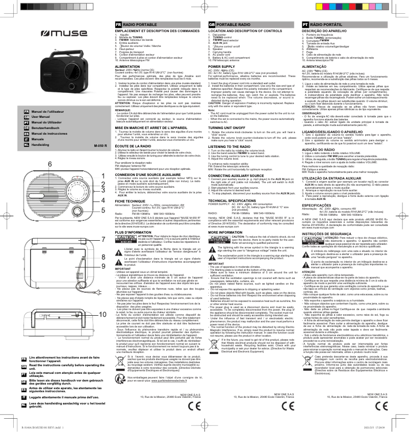 Page 1 de la notice Manuel utilisateur Muse M-050 R