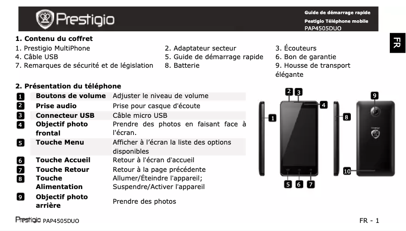 Image de la première page du manuel de l'appareil MultiPhone 4505 Duo
