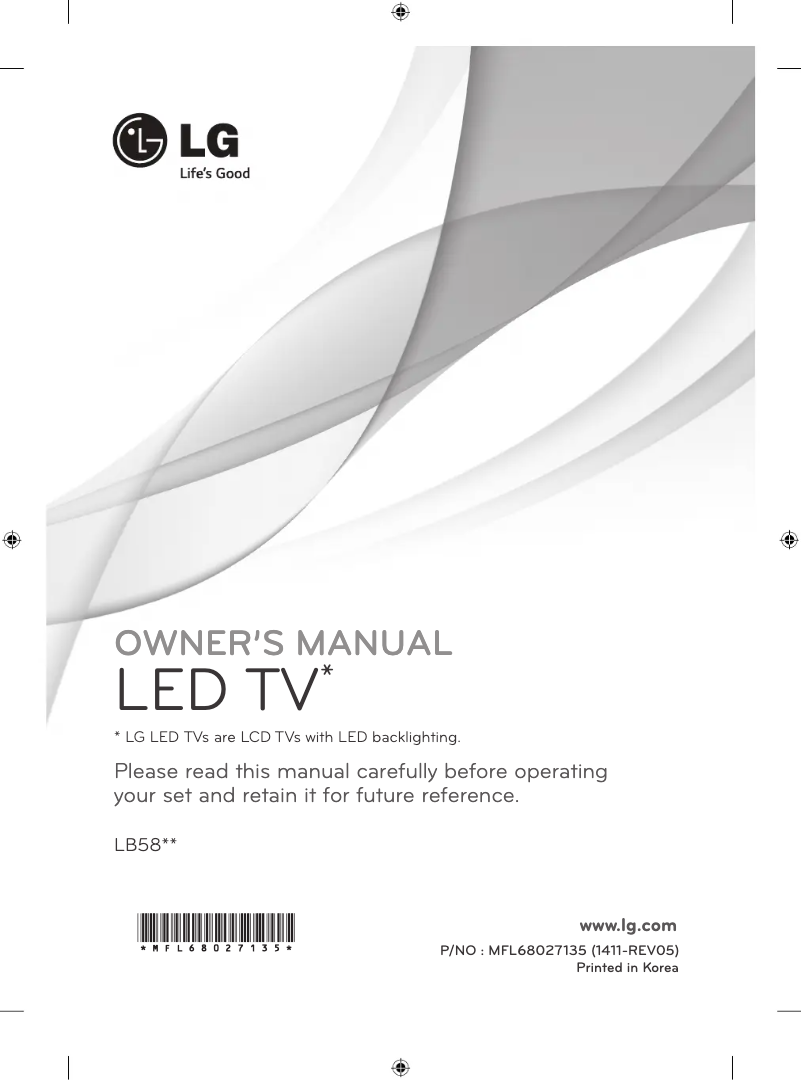 Page 1 de la notice Manuel utilisateur LG 55LB589Y