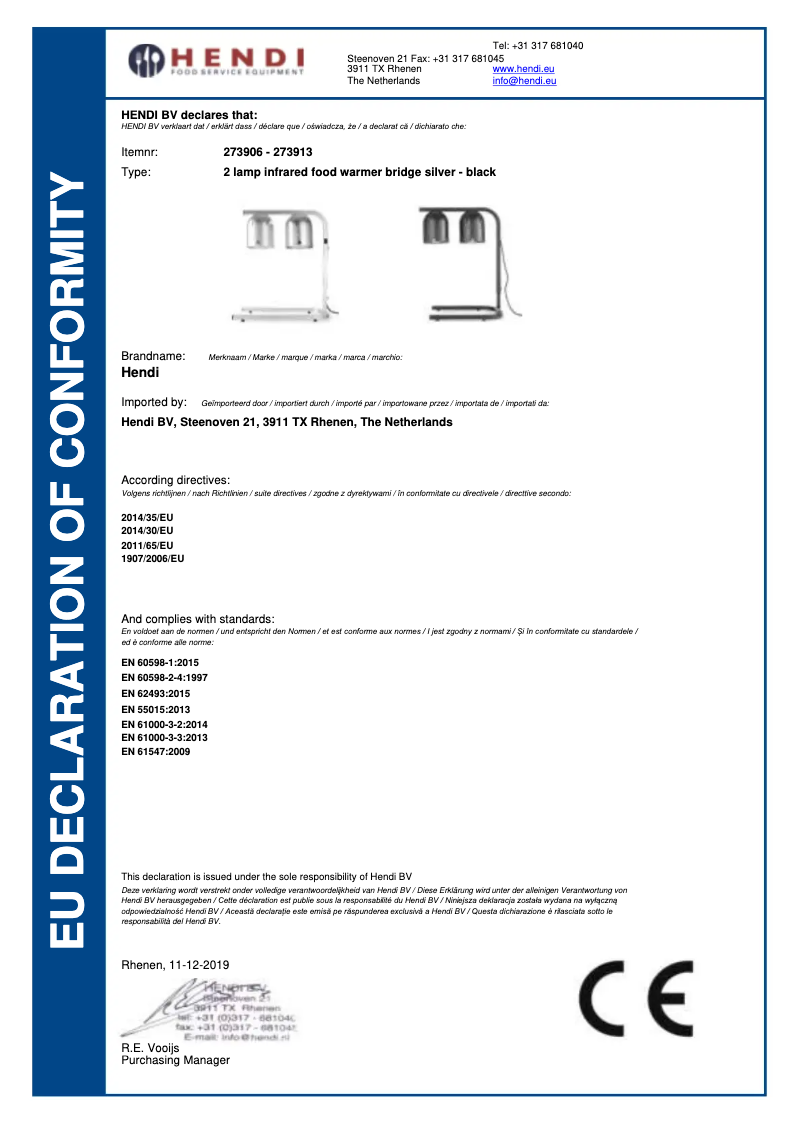 Page 1 de la notice Manuel utilisateur Hendi 273845