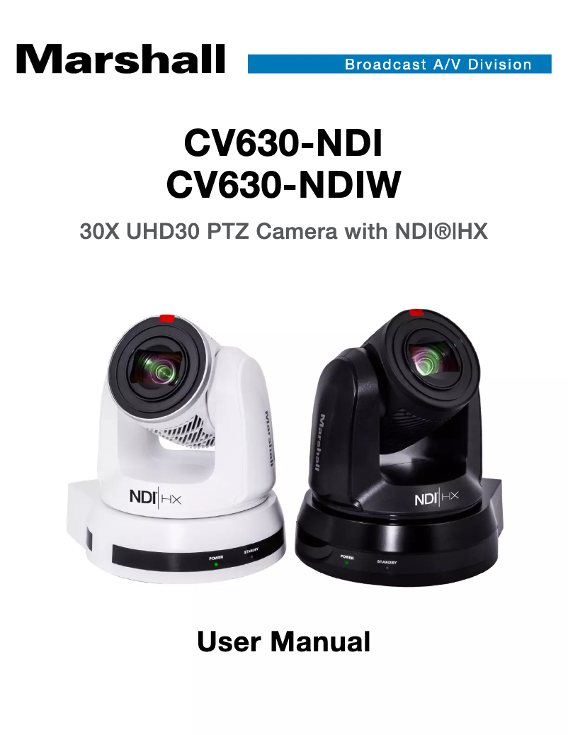 Page n°1 - Manuel utilisateur Marshall Electronics CV630-NDI