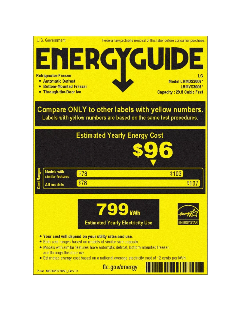 Page 1 de la notice Label énergétique LG LRMVS3006S