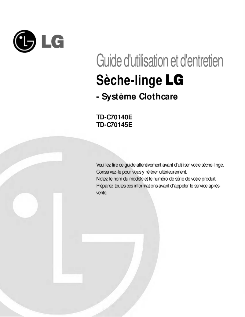 Page 1 de la notice Manuel utilisateur LG TD-C70140E
