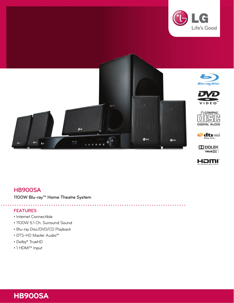 Page n°1 - Fiche technique LG HB900SA