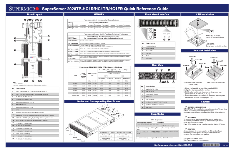 Image de la première page du manuel de l'appareil SuperServer 2028TP-HC1TR
