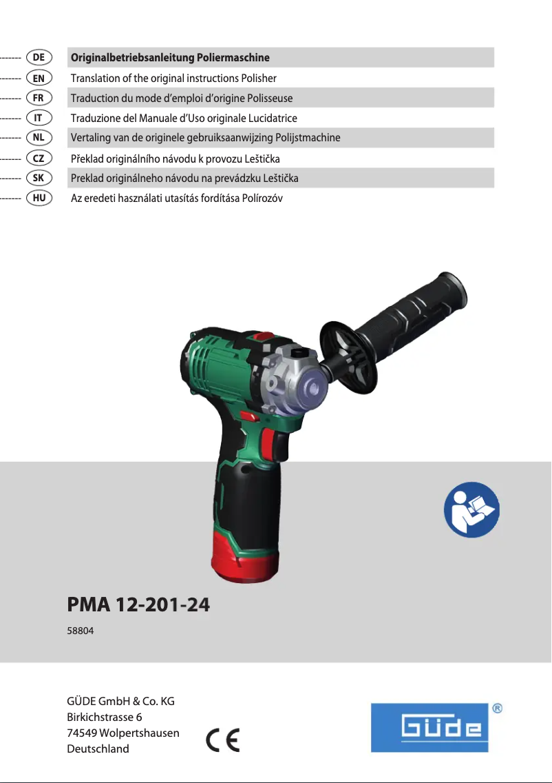 Page 1 de la notice Manuel utilisateur Güde PMA 12-201-24