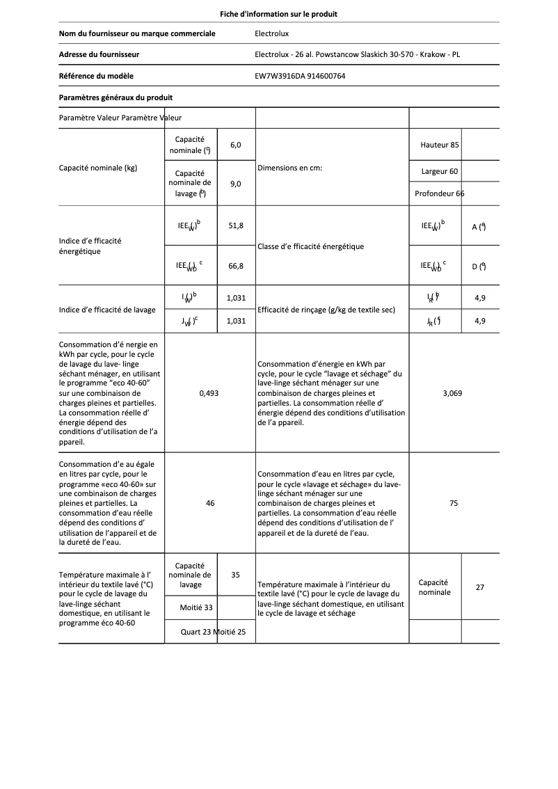 Image de la première page du manuel de l'appareil EW7W3916DA
