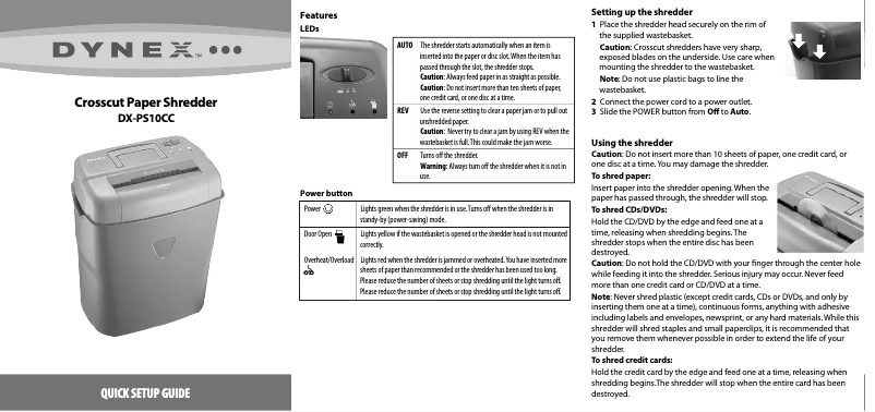 Page n°1 - Manuel utilisateur Dynex DX-PS10CC