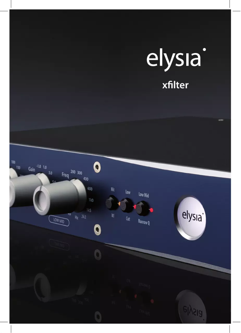 Page 1 de la notice Manuel utilisateur Elysia Xfilter