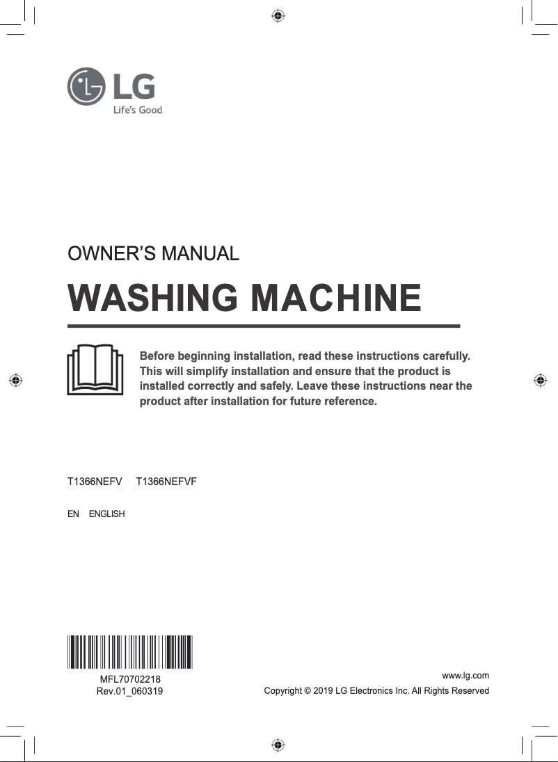Page 1 de la notice Manuel utilisateur LG T1366NEFV