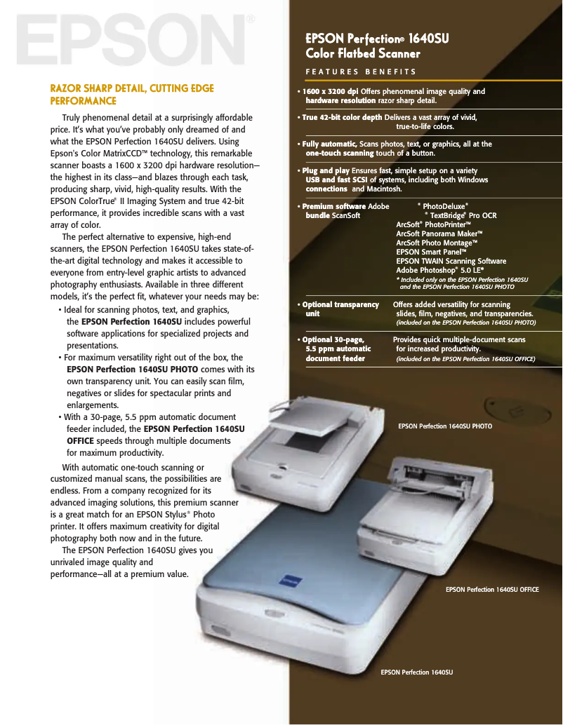 Page 1 of the manual Brochure Epson Perfection 1640SU