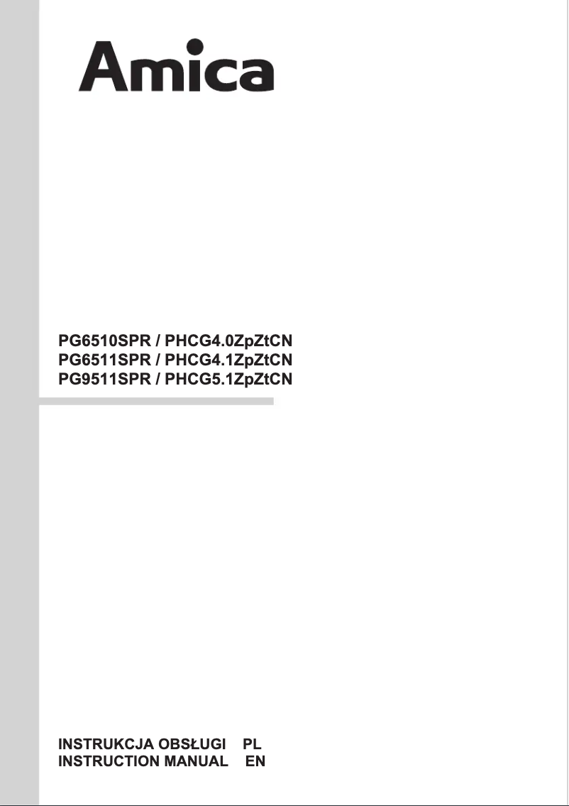 Page 1 de la notice Manuel utilisateur Amica PG9511SPR