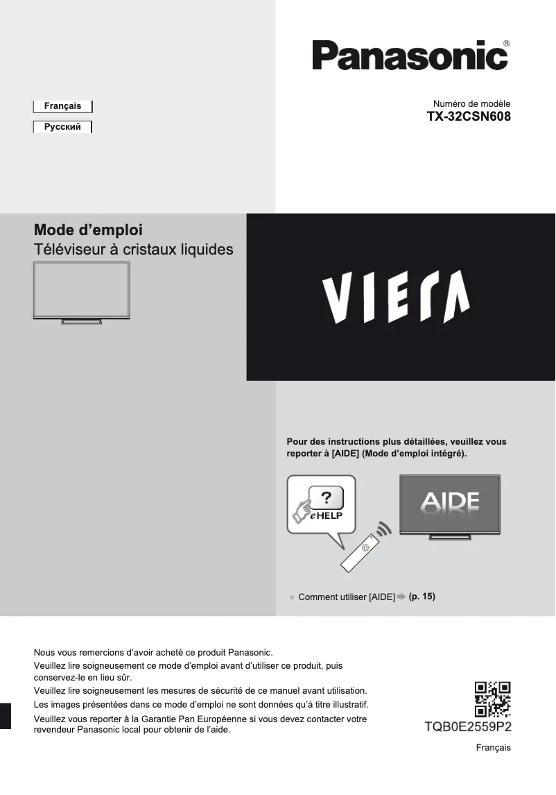 Image de la première page du manuel de l'appareil Viera TX-32CSN608