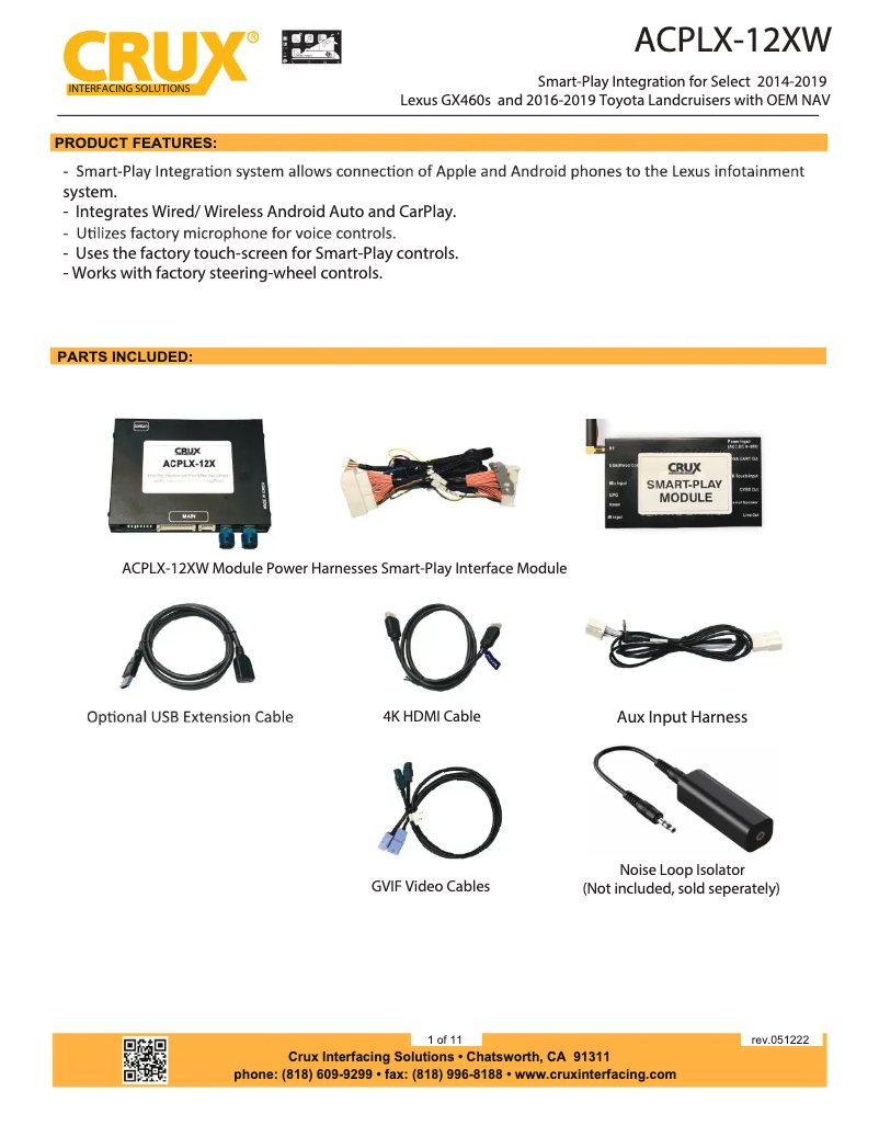 Page n°1 - Manuel utilisateur CRUX ACPLX-12XW