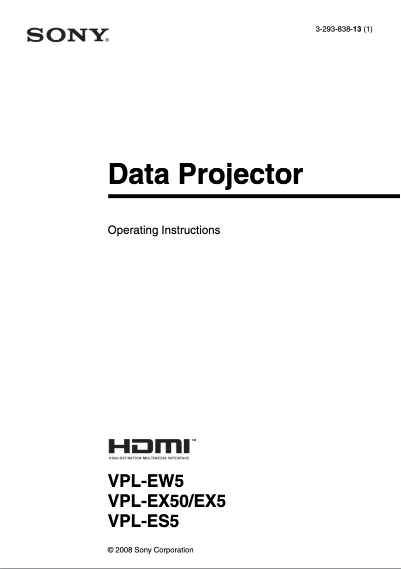 Page 1 de la notice Mode d'emploi Sony VPL-EX5