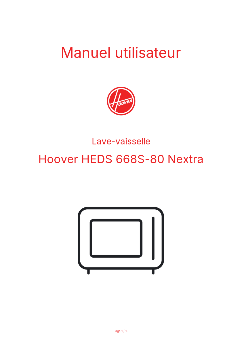 Page n°1 - Manuel utilisateur Hoover HEDS 668S-80 Nextra