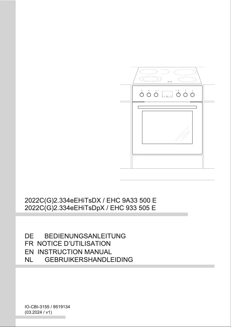 Page n°1 - Manuel utilisateur Amica EHC 933 505 E