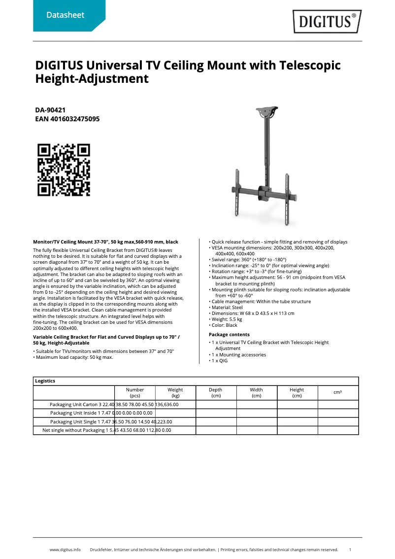 Página 1 del manual Ficha técnica Digitus DA-90421