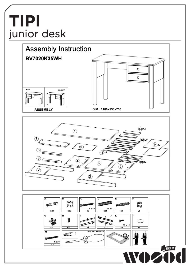 Page n°1 - Manuel utilisateur WOOOD Tipi