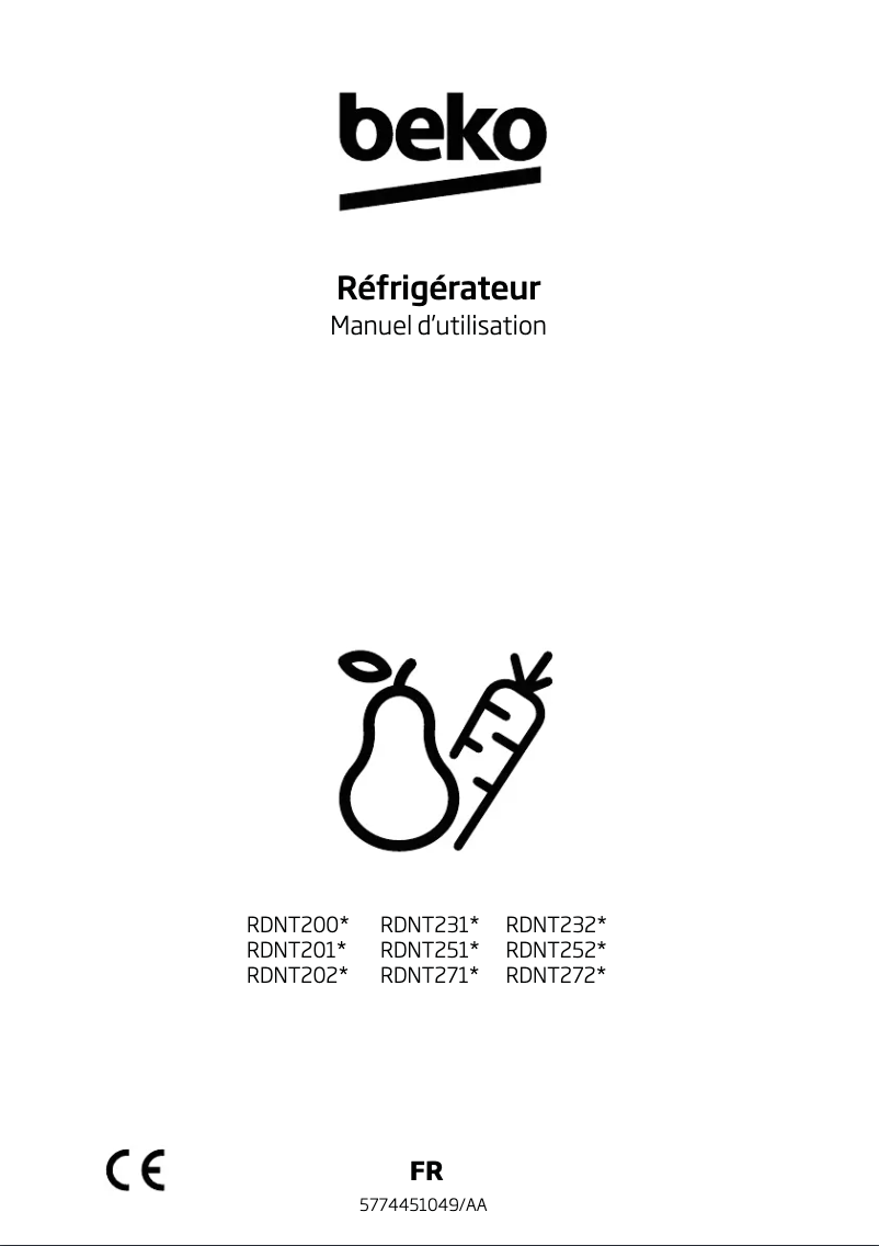 Page 1 de la notice Manuel utilisateur Beko RDNT271I30WN