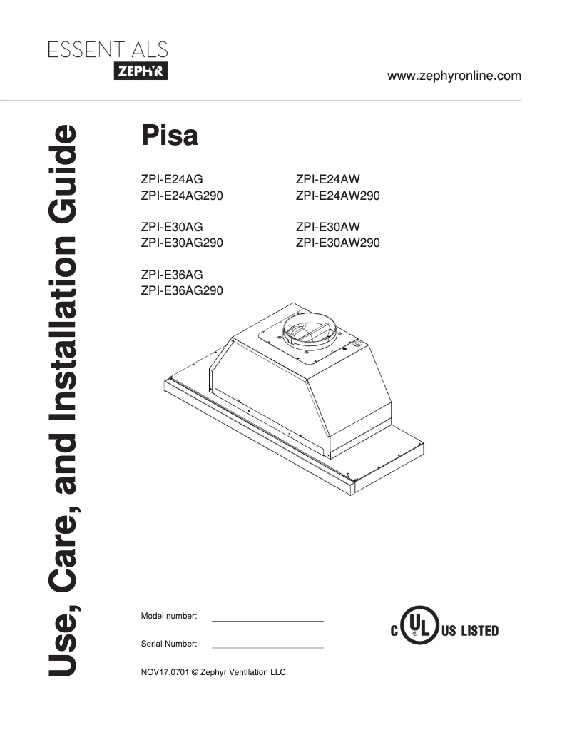 Page 1 de la notice Guide d'installation Zephyr Pisa ZPI-E24AG290