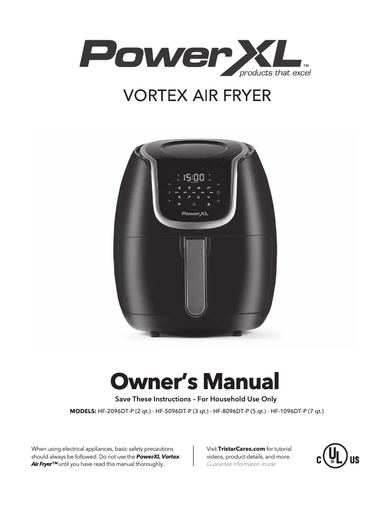 Page 1 de la notice Manuel utilisateur PowerXL Vortex Air Fryer HF-2096DT-P