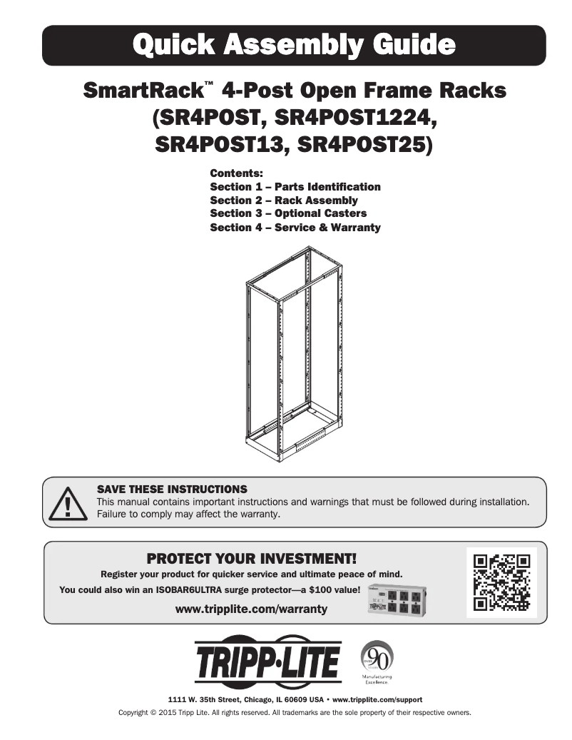 Page n°1 - Manuel utilisateur Tripp Lite SmartRack SR4POST25