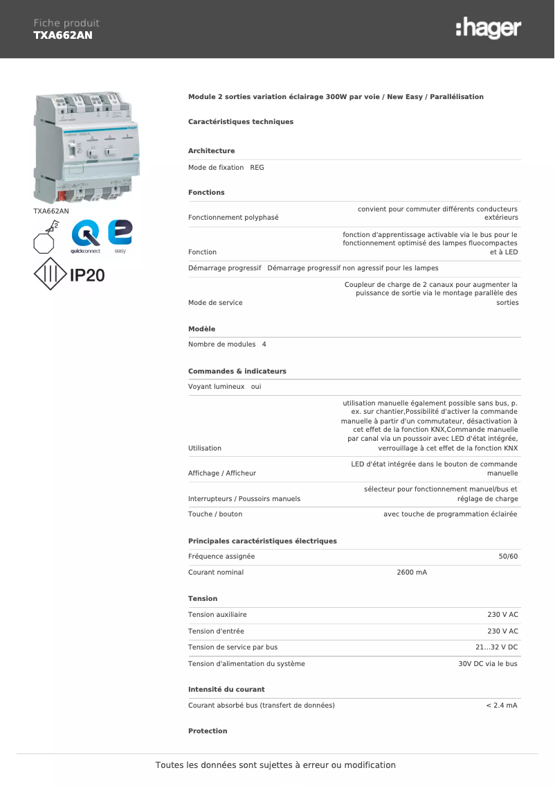 Image de la première page du manuel de l'appareil TXA662AN