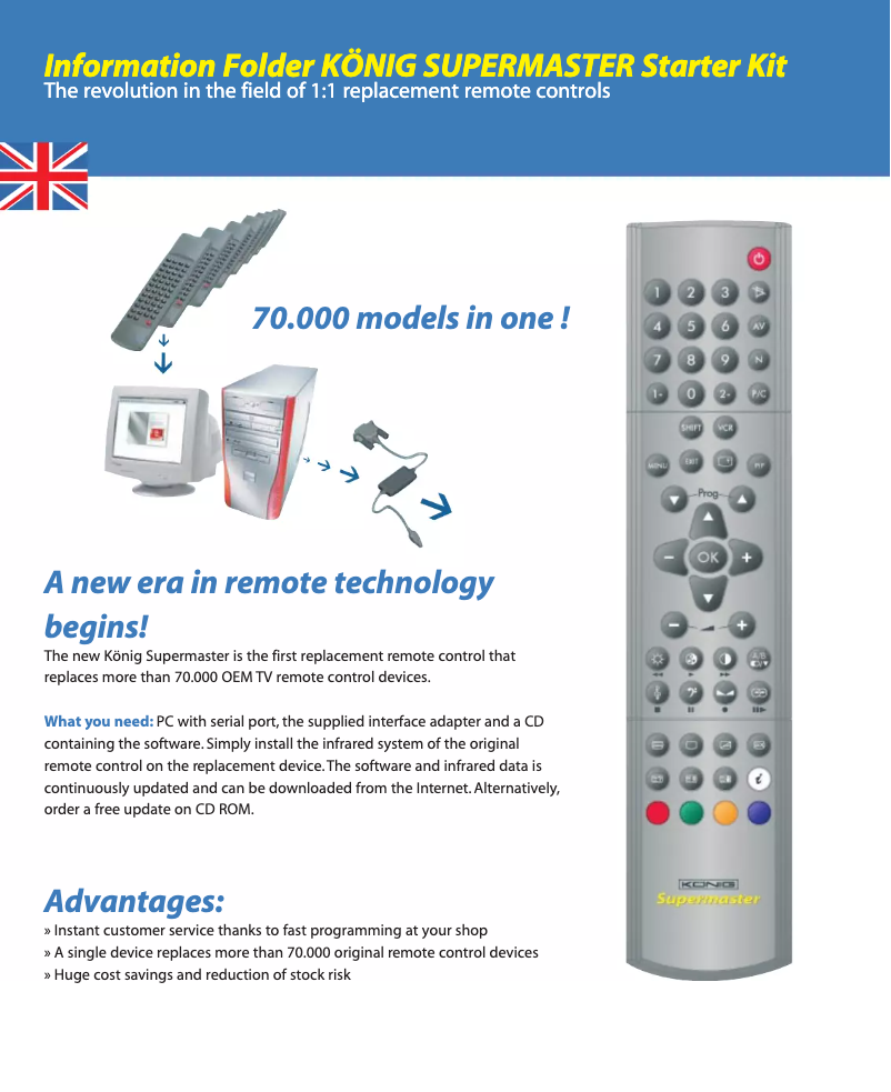 Page 1 de la notice Manuel utilisateur Konig IR-SUPERMASTER