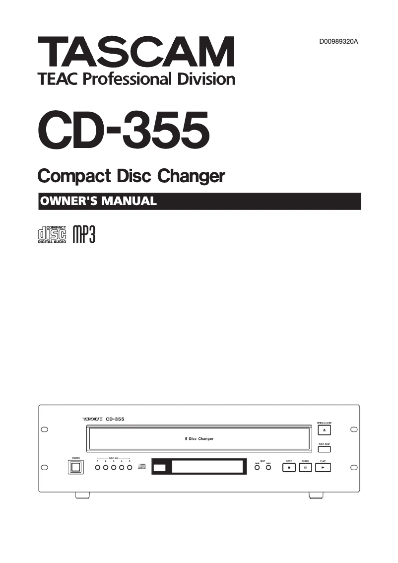 Page n°1 - Manuel utilisateur Tascam CD-355