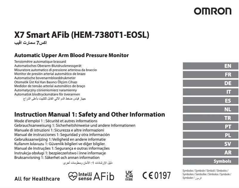 Page n°1 - Manuel utilisateur Omron X7 Smart AFib HEM-7380T1-EOSL