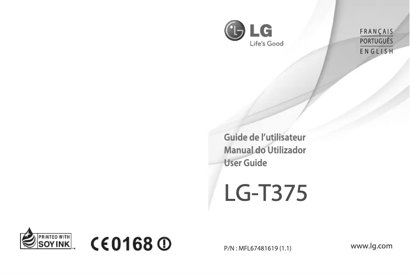 Page 1 de la notice Manuel utilisateur LG Cookie Smart T375