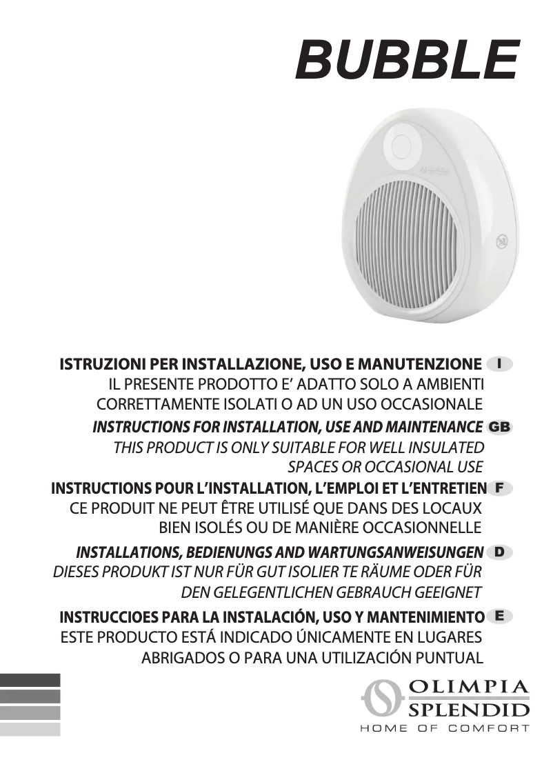 Image de la première page du manuel de l'appareil Bubble