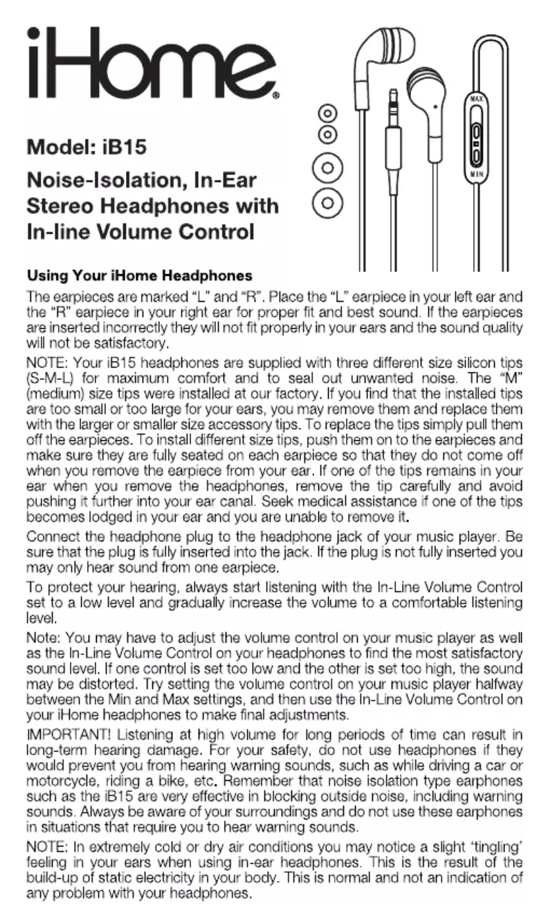 Page 1 de la notice Manuel utilisateur iHome IB15