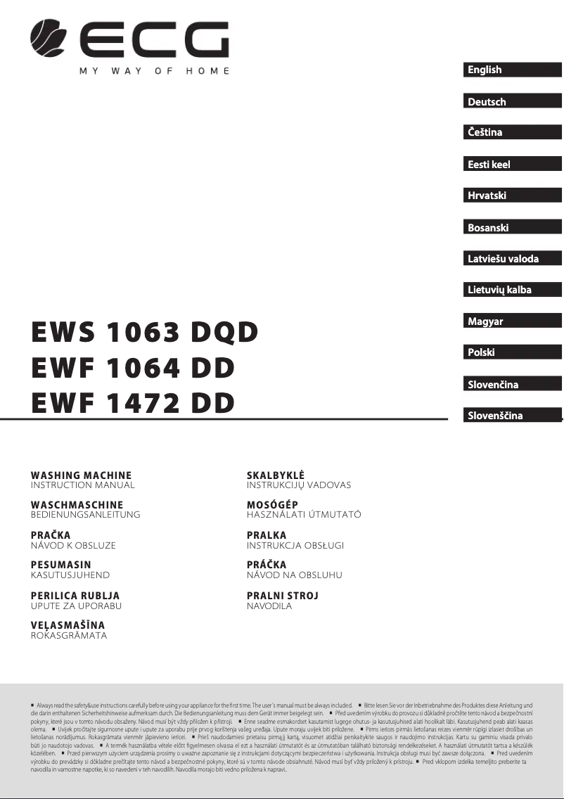 Page n°1 - Manuel utilisateur ECG EWF 801202 iSteam BlackLine