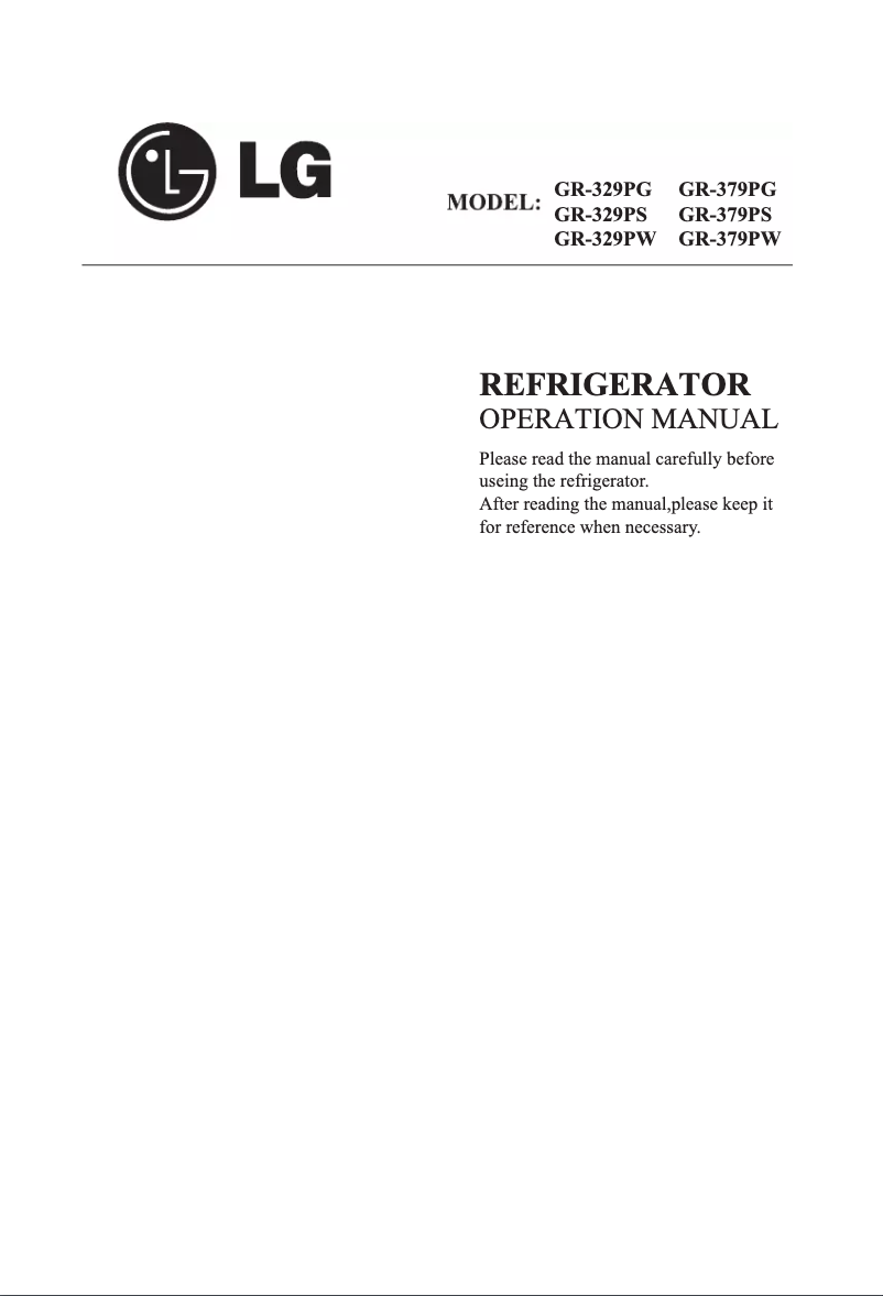 Page n°1 - Manuel utilisateur LG GR-329PG