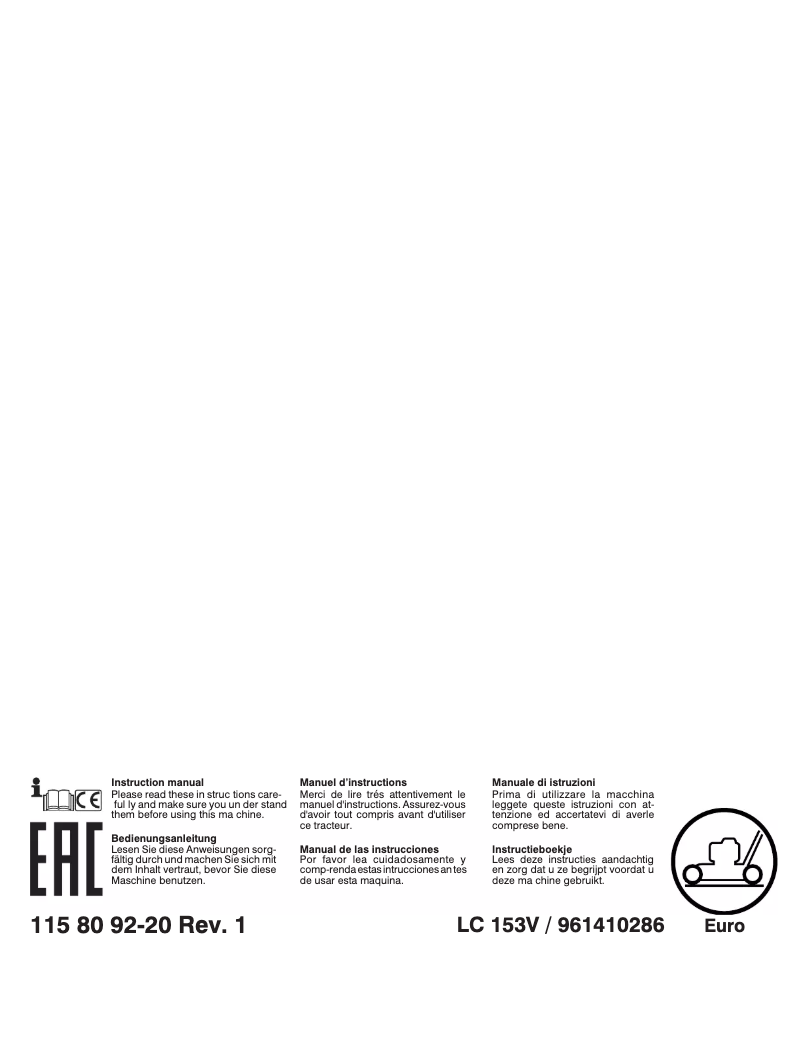 Page n°1 - Manuel utilisateur Husqvarna LC 153V